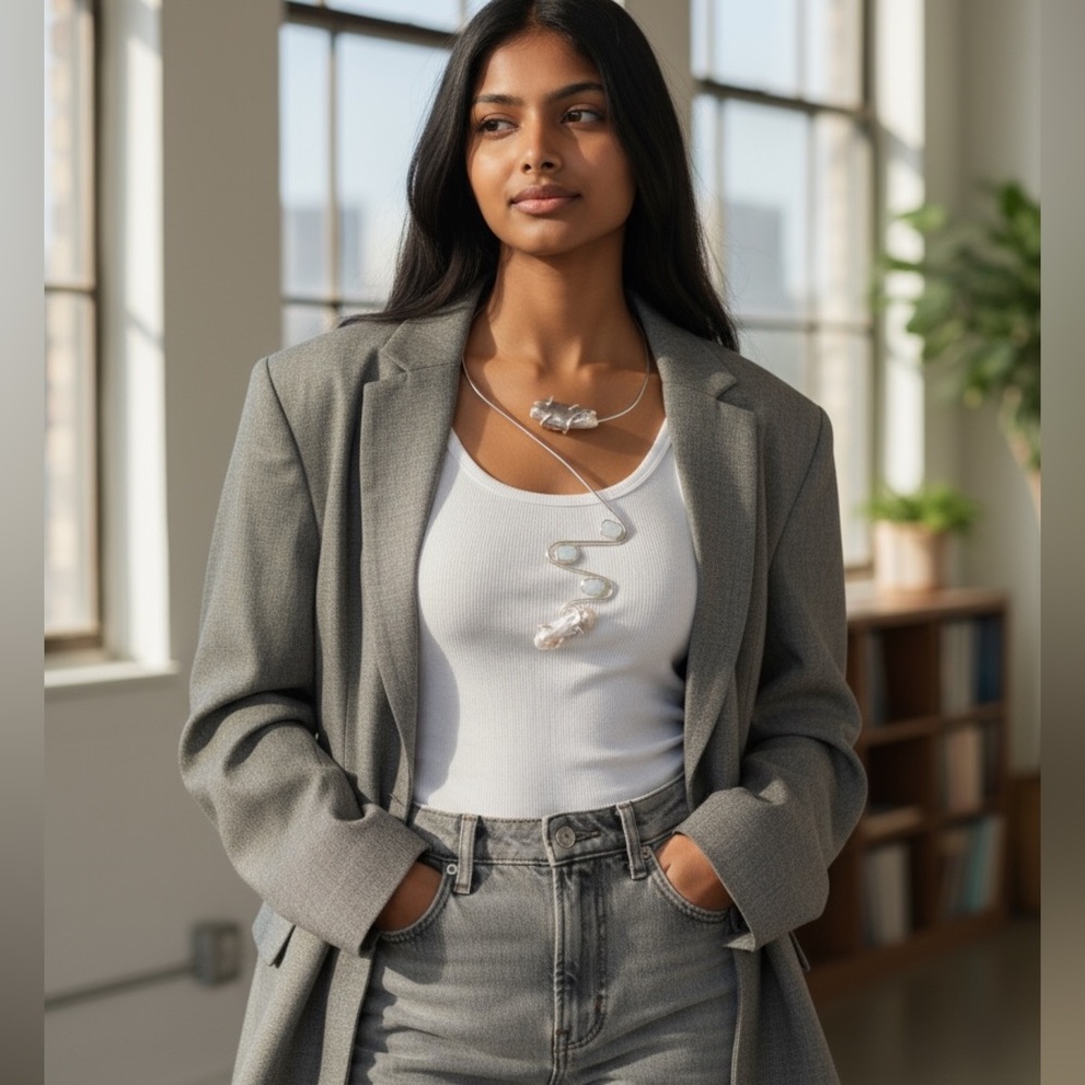 Statement Necklace - Mother of Pearl Adjustable Necklace